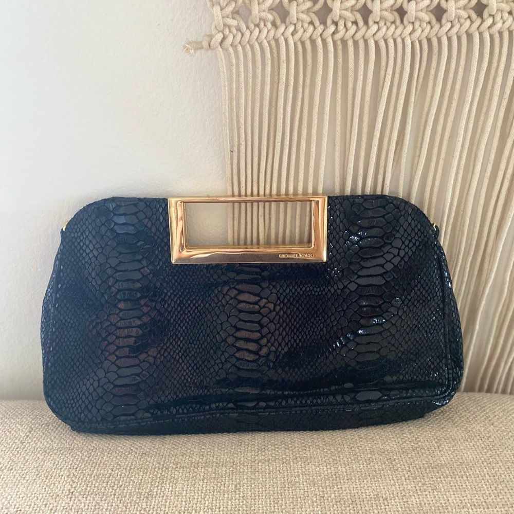 MK Black Snake Skin Clutch